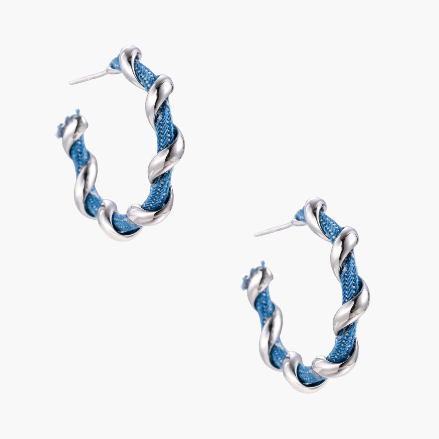 Denim Twist Hoops