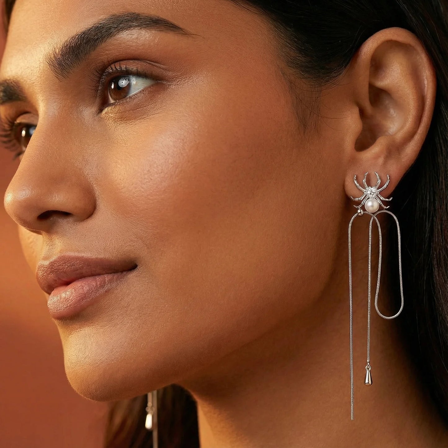 Pearl Spider Drop Earrings