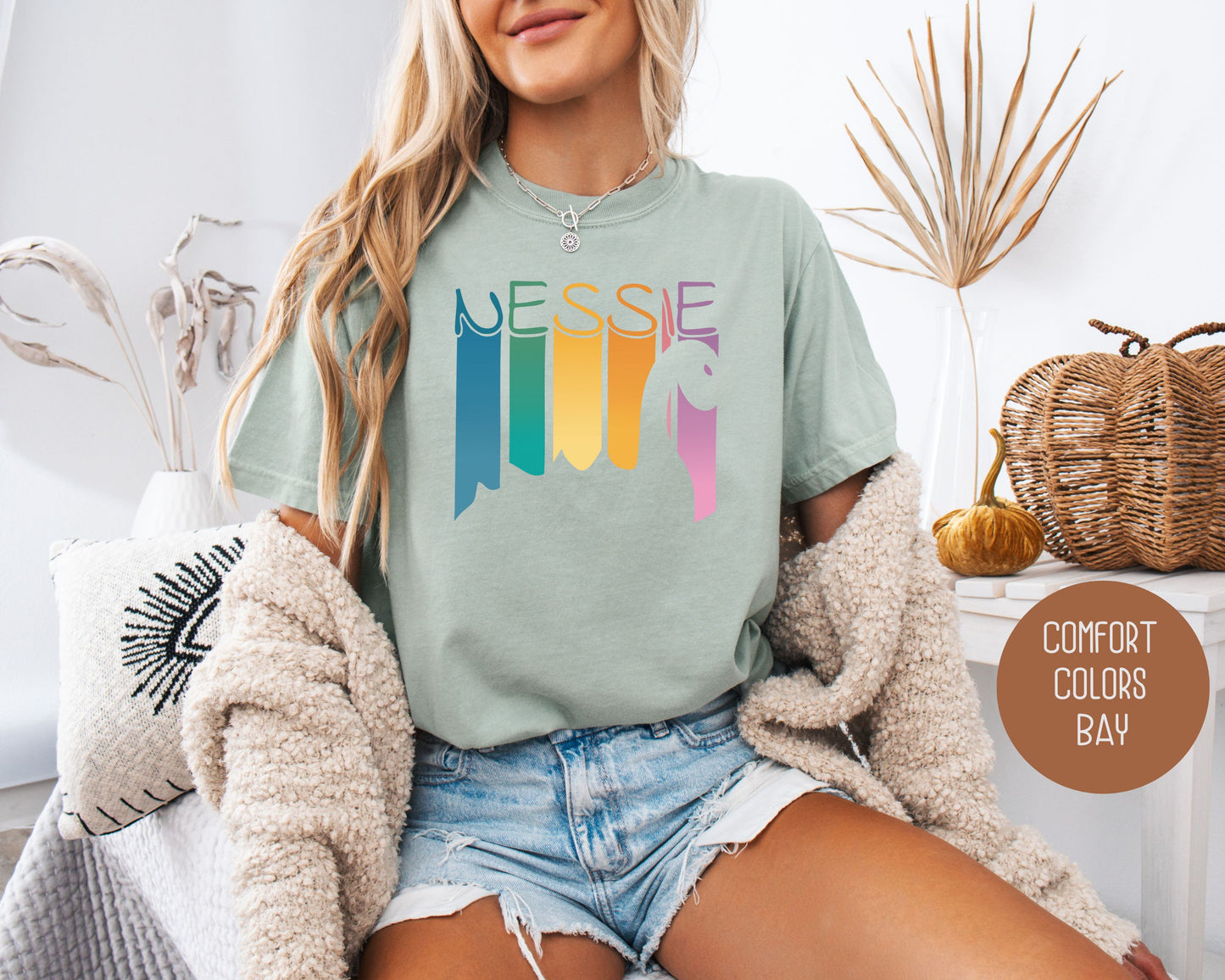 Retro Nessie Rainbow Comfort Colors Shirt