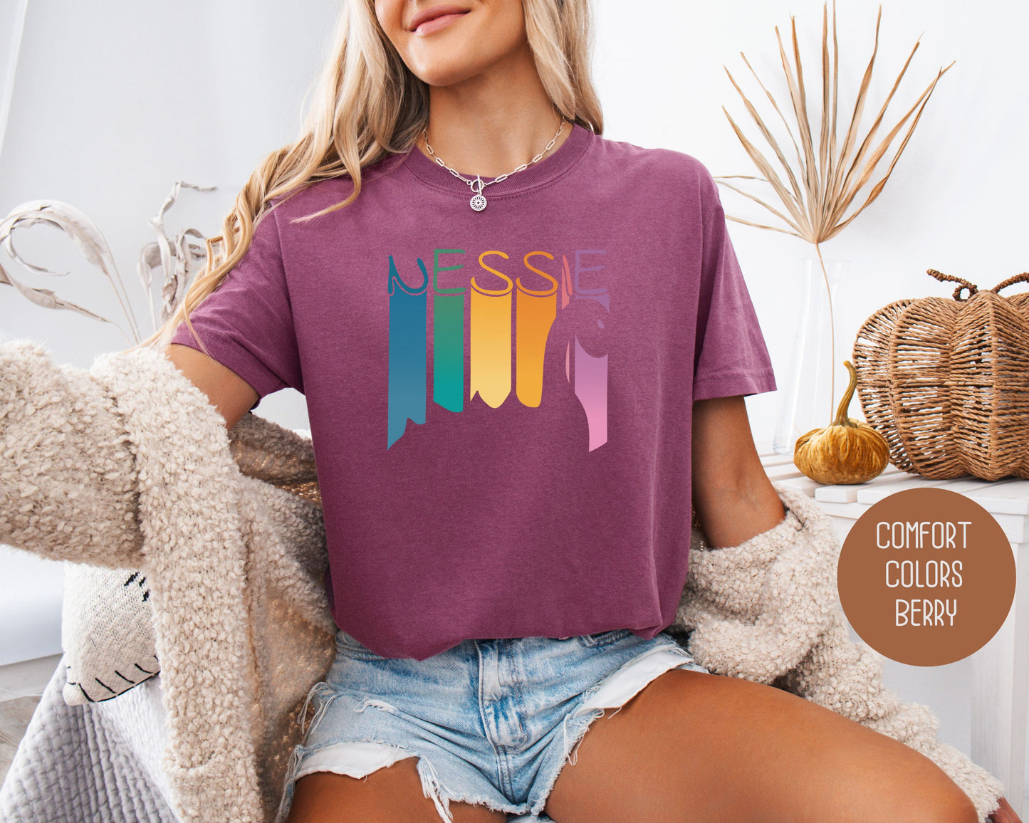 Retro Nessie Rainbow Comfort Colors Shirt