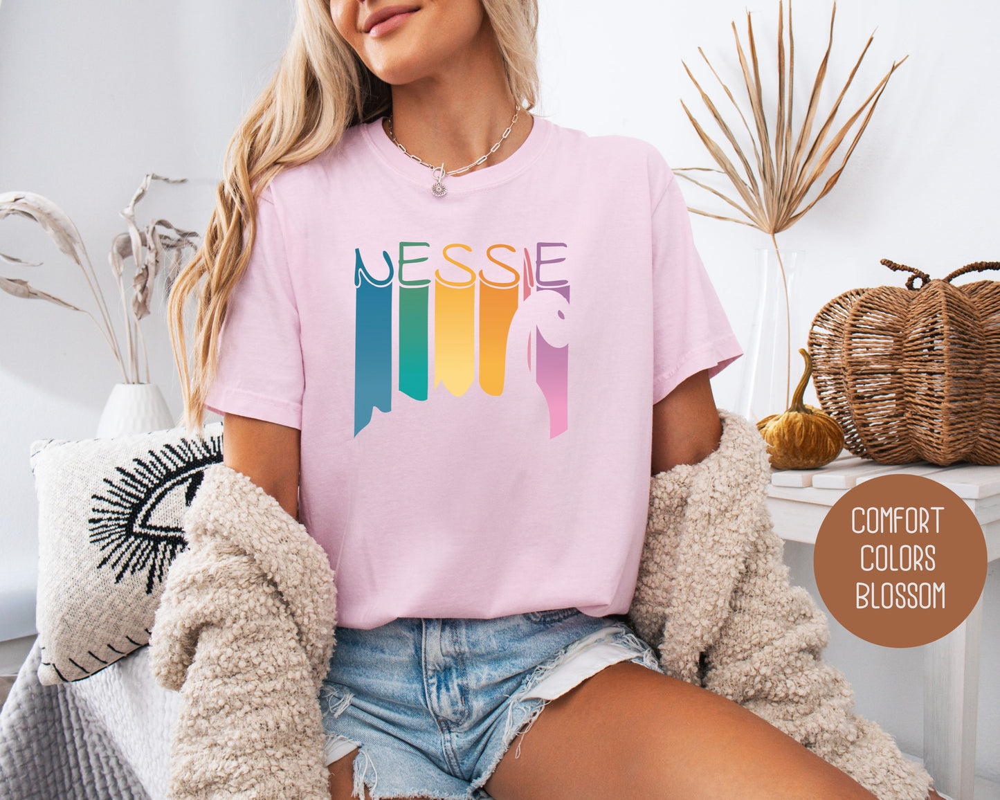 Retro Nessie Rainbow Comfort Colors Shirt