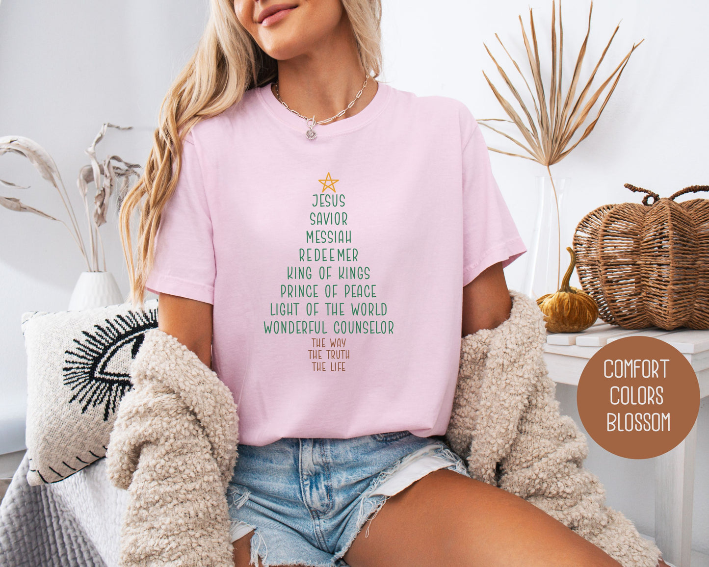Names of Jesus Christmas Tree Comfort Colors Shirt
