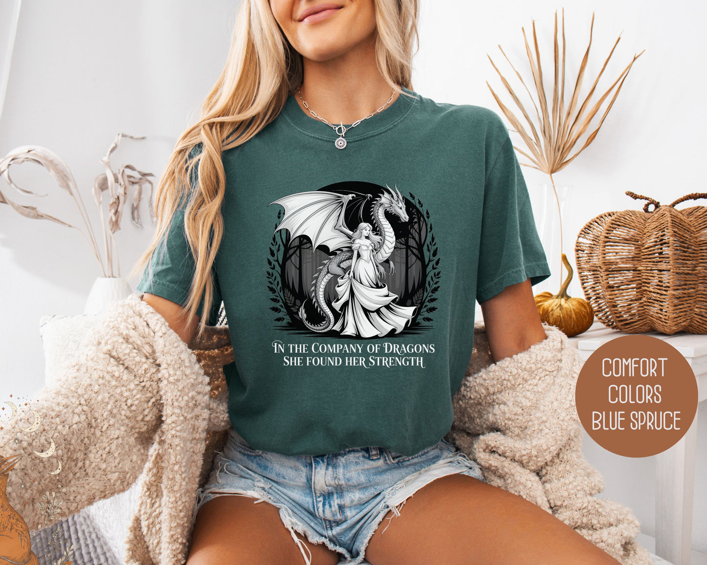 In the Company of Dragons She Found Her Strength Comfort Colors Shirt
