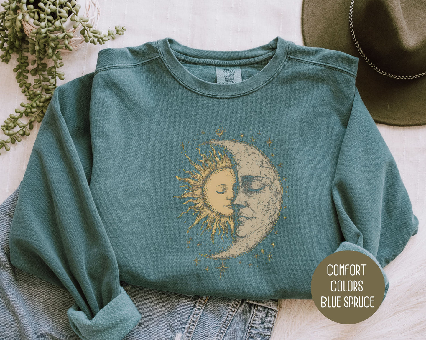 Celestial Moon Phase Comfort Colors Sweatshirt