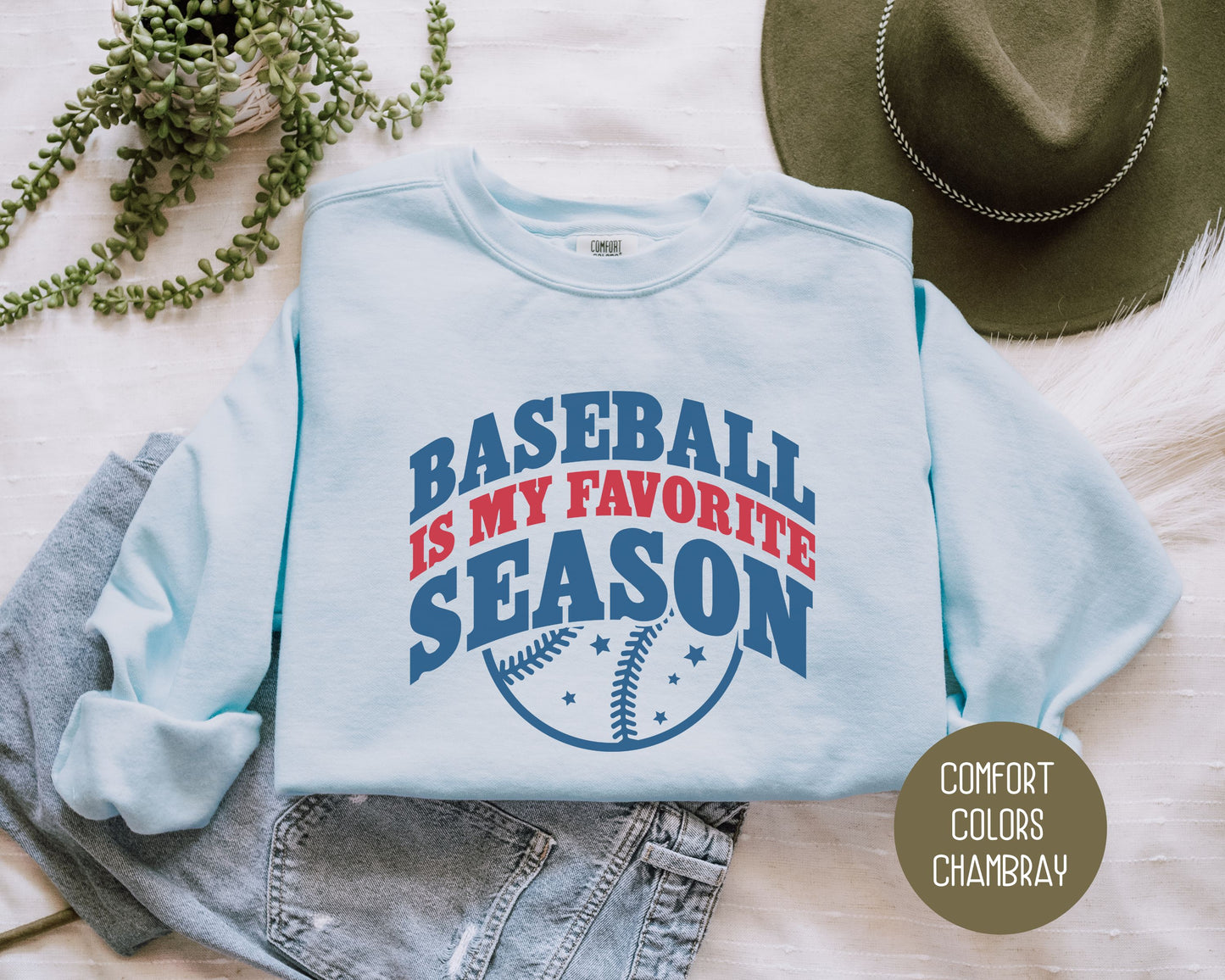 Baseball is My Favorite Season Comfort Colors Sweatshirt