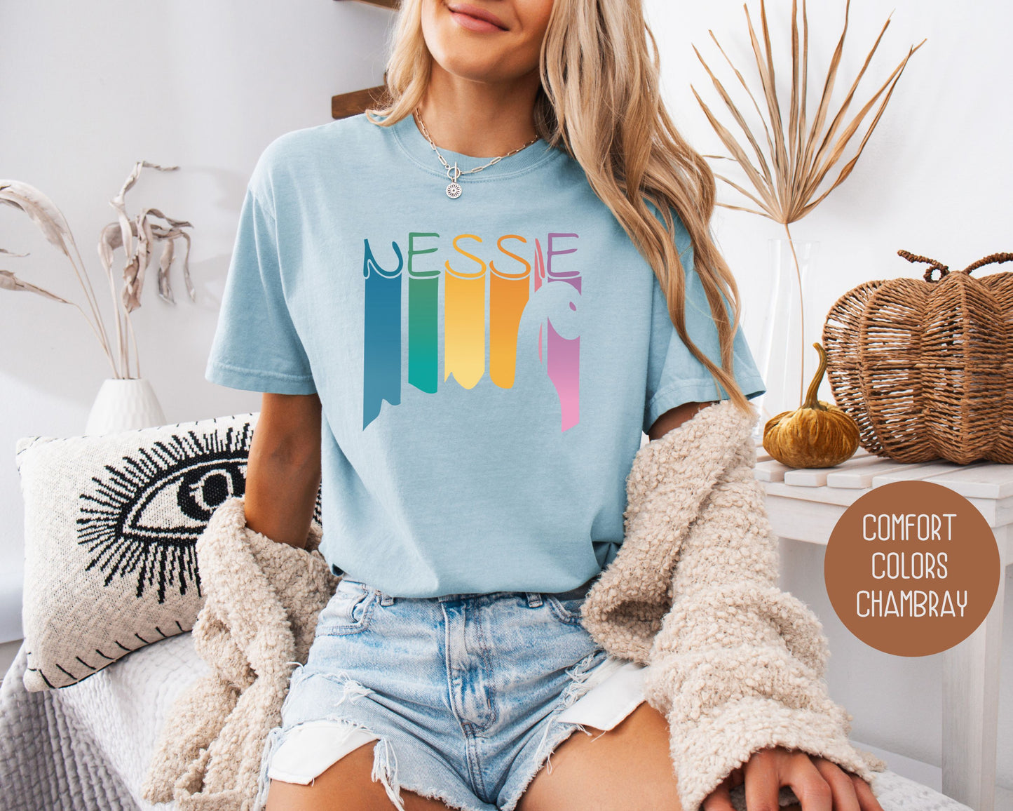 Retro Nessie Rainbow Comfort Colors Shirt