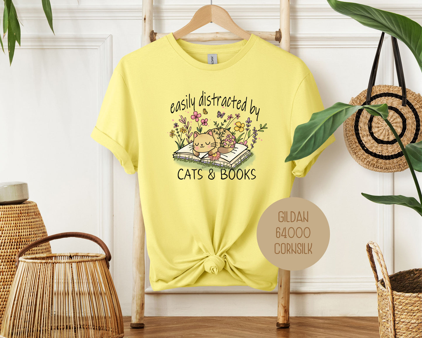 Easily Distracted by Cats and Books Shirt