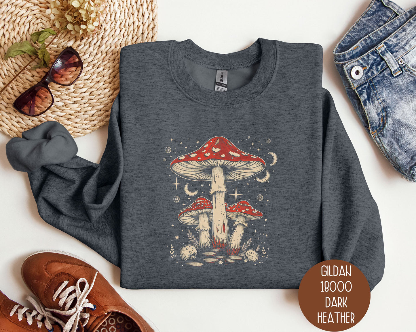 Retro Red Mushrooms Sweatshirt