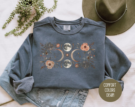 Celestial Lunar Moon Phase Comfort Colors Sweatshirt