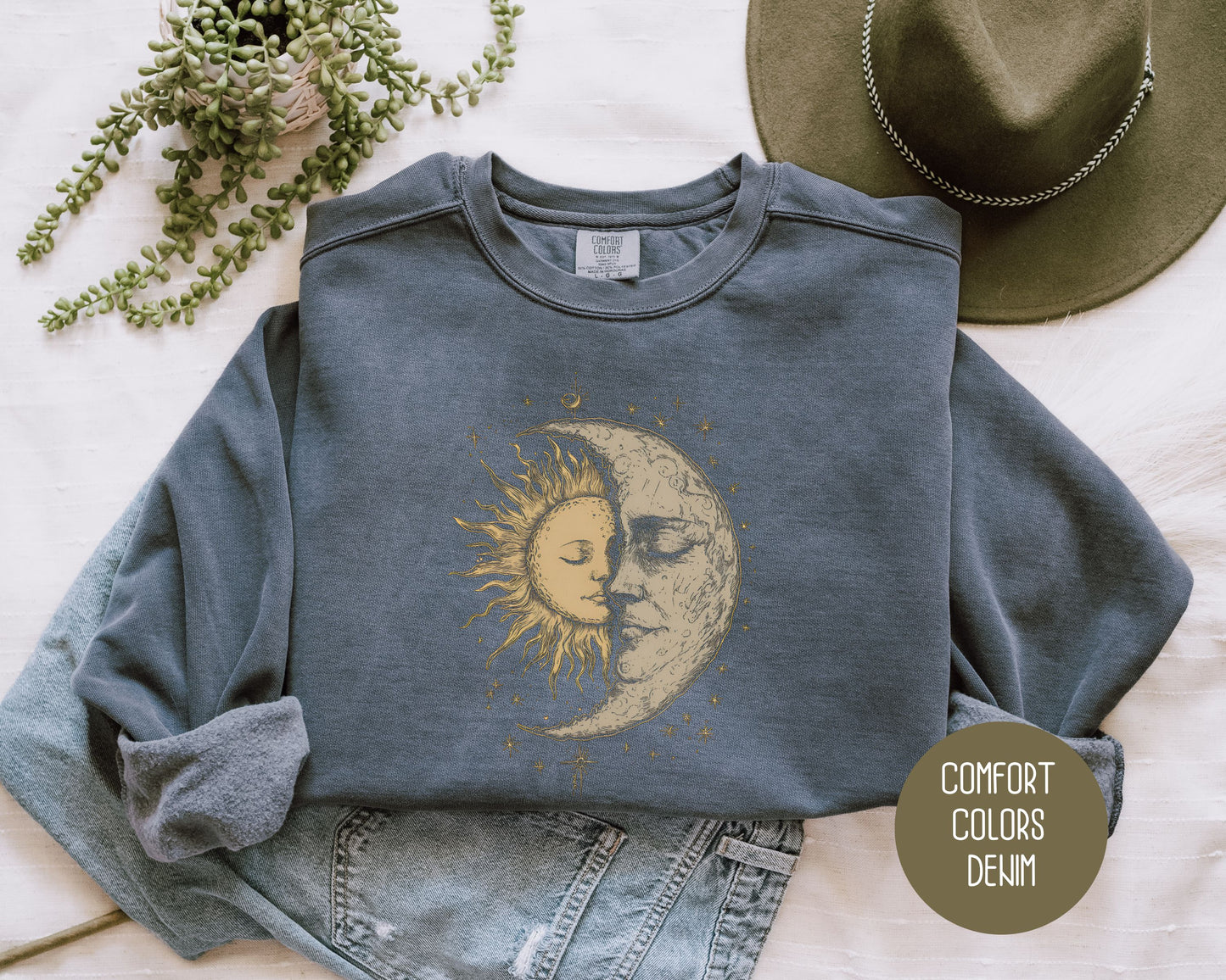 Celestial Moon Phase Comfort Colors Sweatshirt