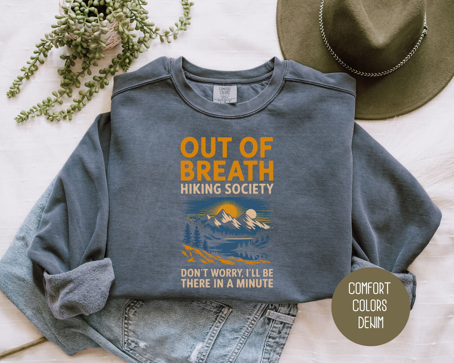 Out of Breath Hiking Society Comfort Colors Sweatshirt