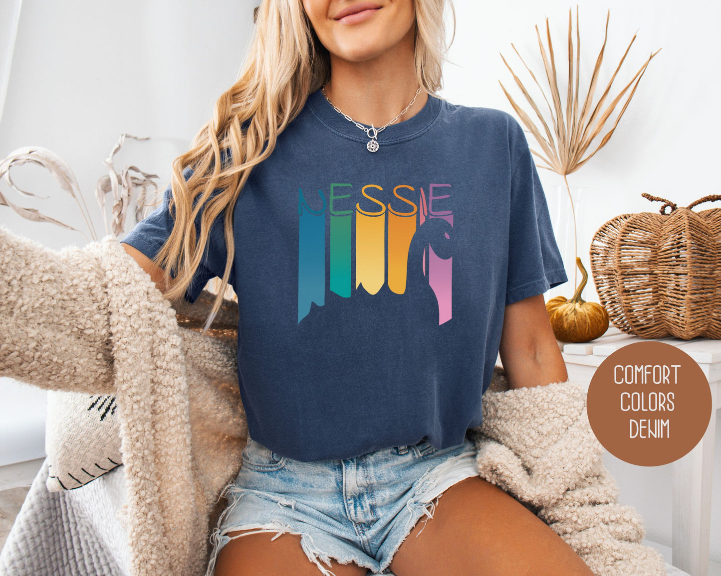 Retro Nessie Rainbow Comfort Colors Shirt