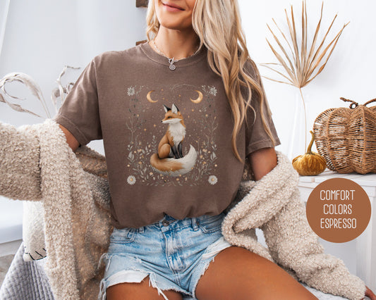 Celestial Cottagecore Fox Comfort Colors Shirt
