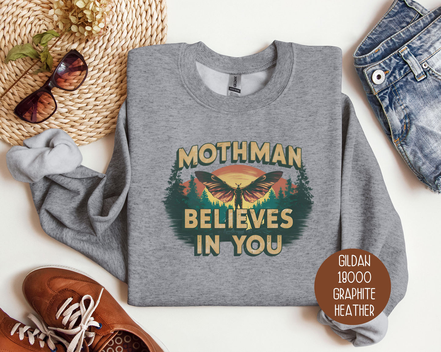 Mothman Believes in You Sweatshirt