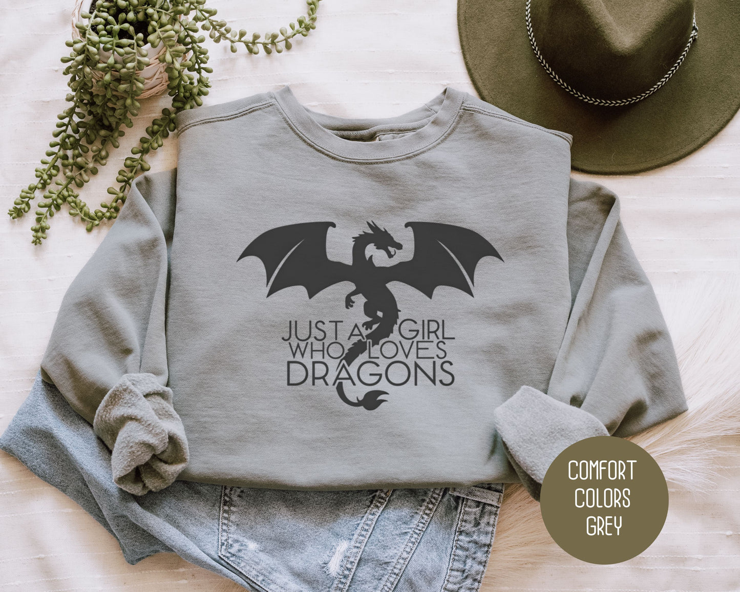 Just a Girl Who Loves Dragons Comfort Colors Sweatshirt
