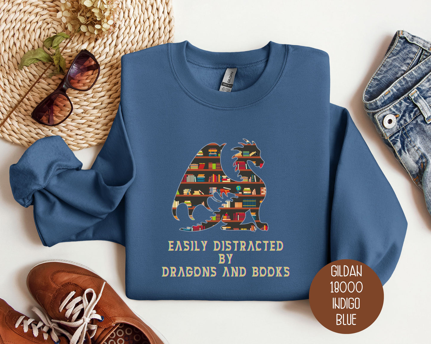 Easily Distracted by Dragons & Books Sweatshirt