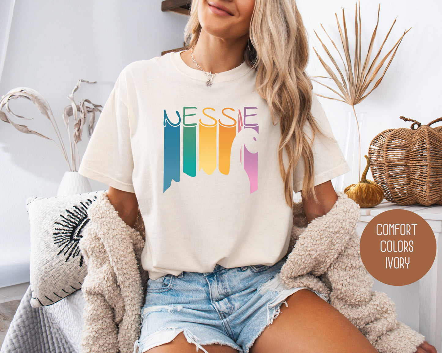 Retro Nessie Rainbow Comfort Colors Shirt