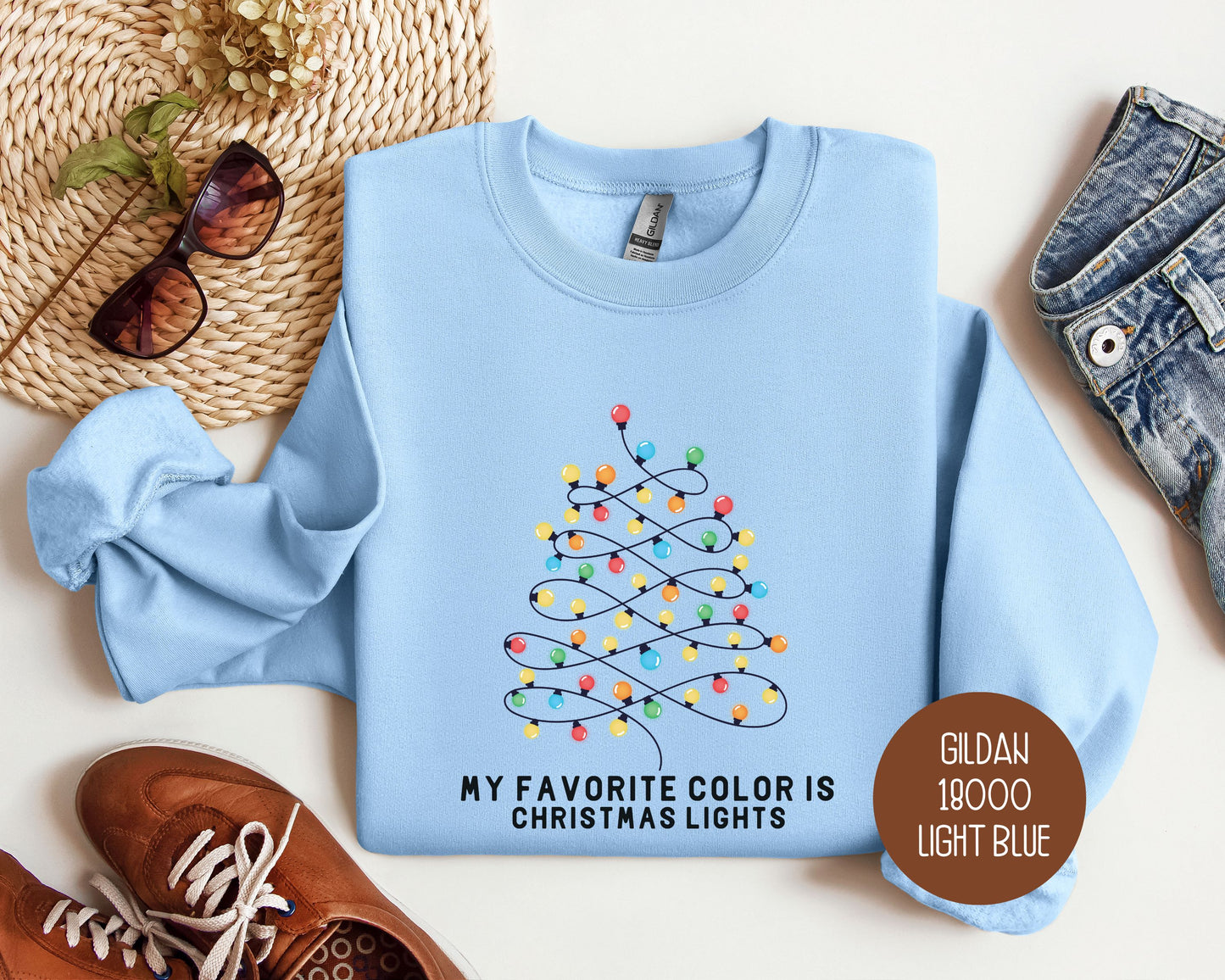 My Favorite Color is Christmas Lights Sweatshirt
