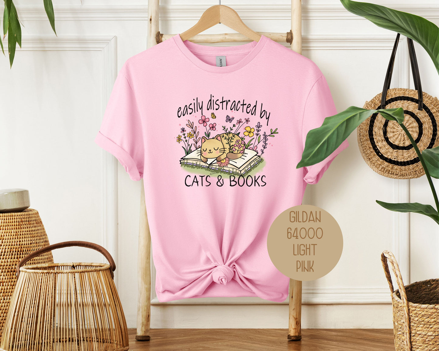 Easily Distracted by Cats and Books Shirt