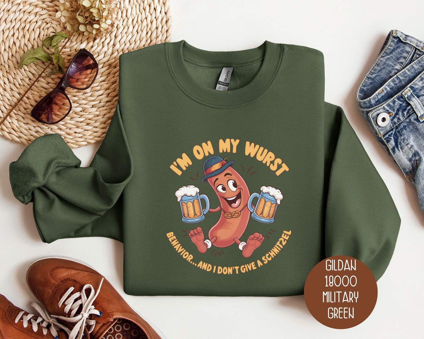 I'm On My Wurst Behavior and Don't Give Schnitzel Oktoberfest Sweatshirt