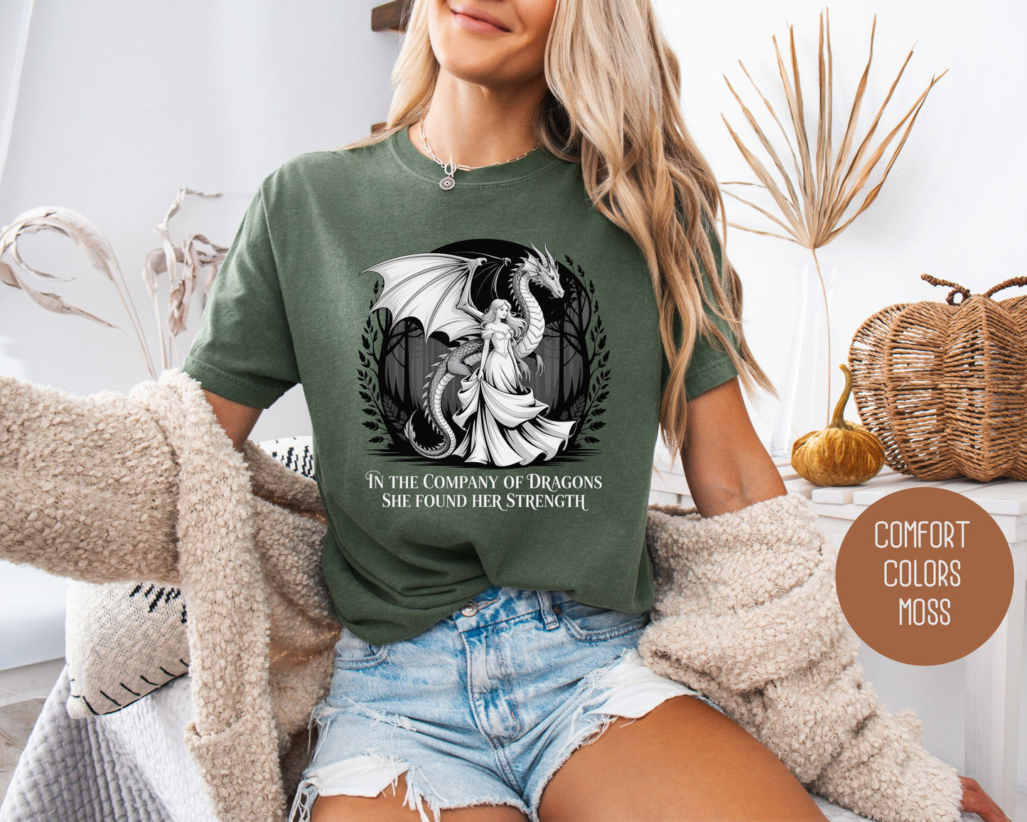 In the Company of Dragons She Found Her Strength Comfort Colors Shirt