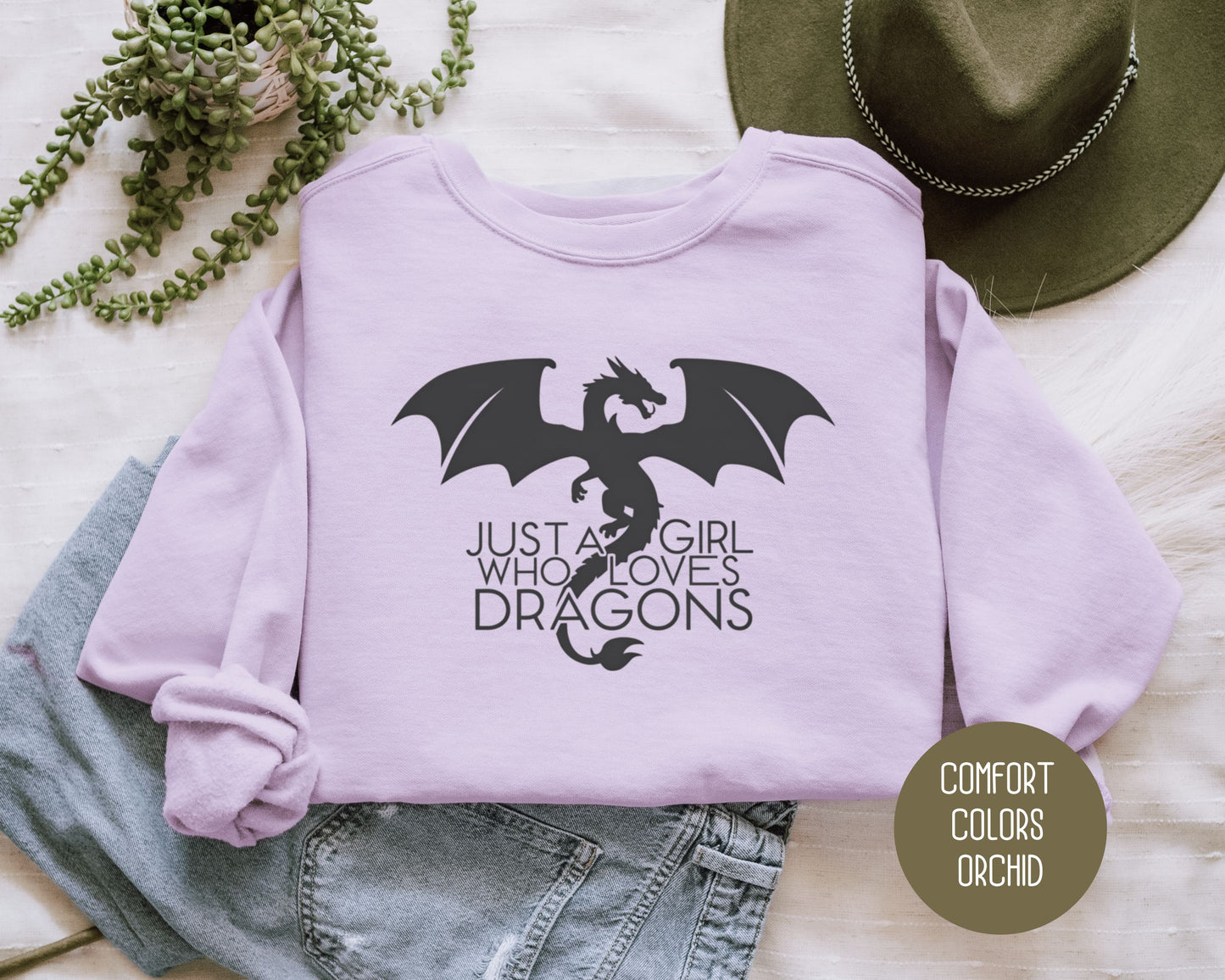 Just a Girl Who Loves Dragons Comfort Colors Sweatshirt
