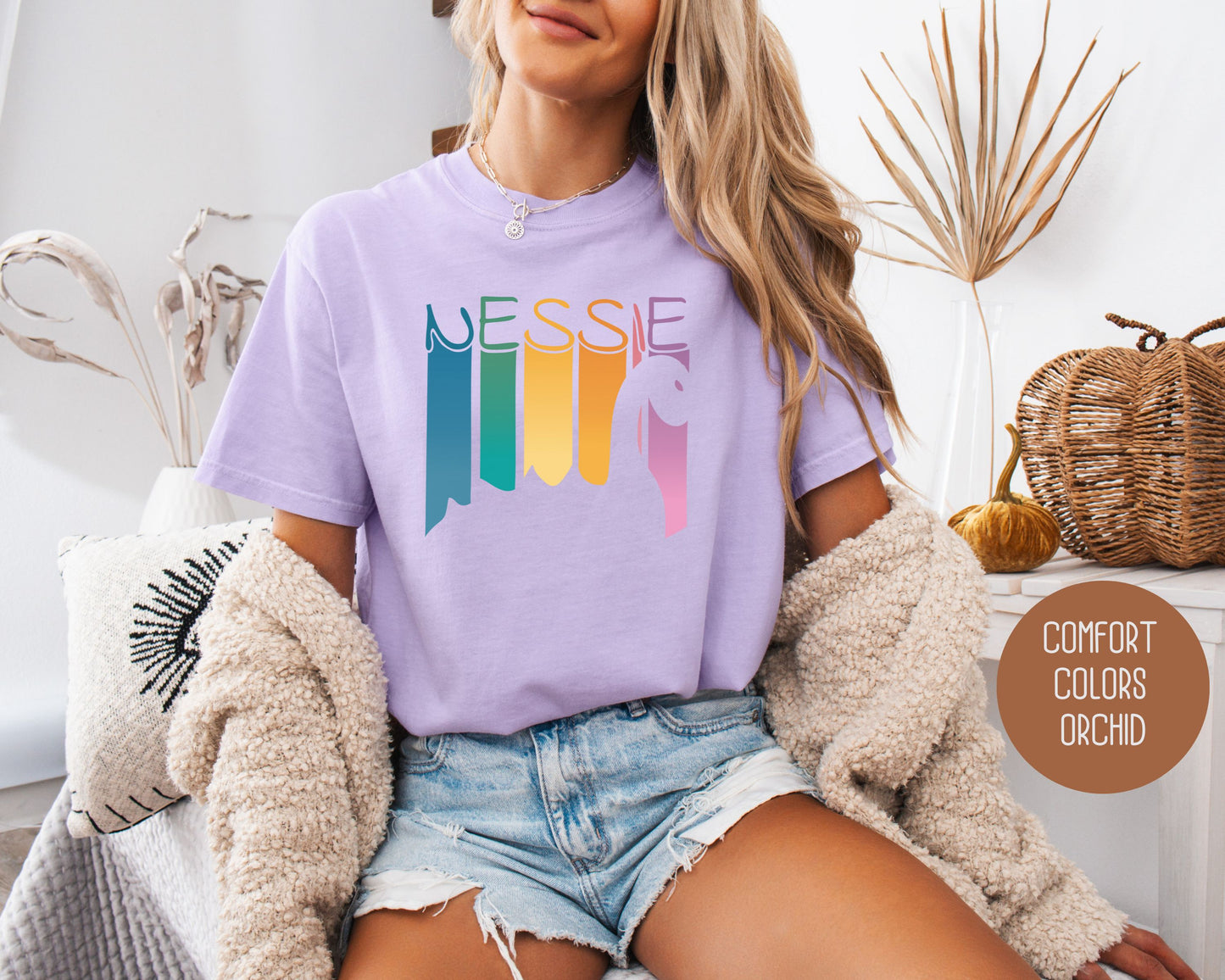 Retro Nessie Rainbow Comfort Colors Shirt
