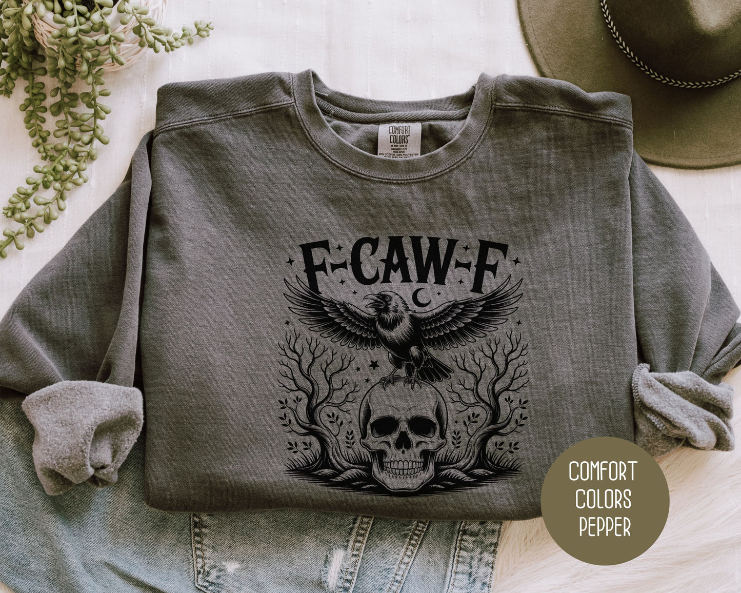 F-Caw-F Black Crow Raven Comfort Colors Sweatshirt