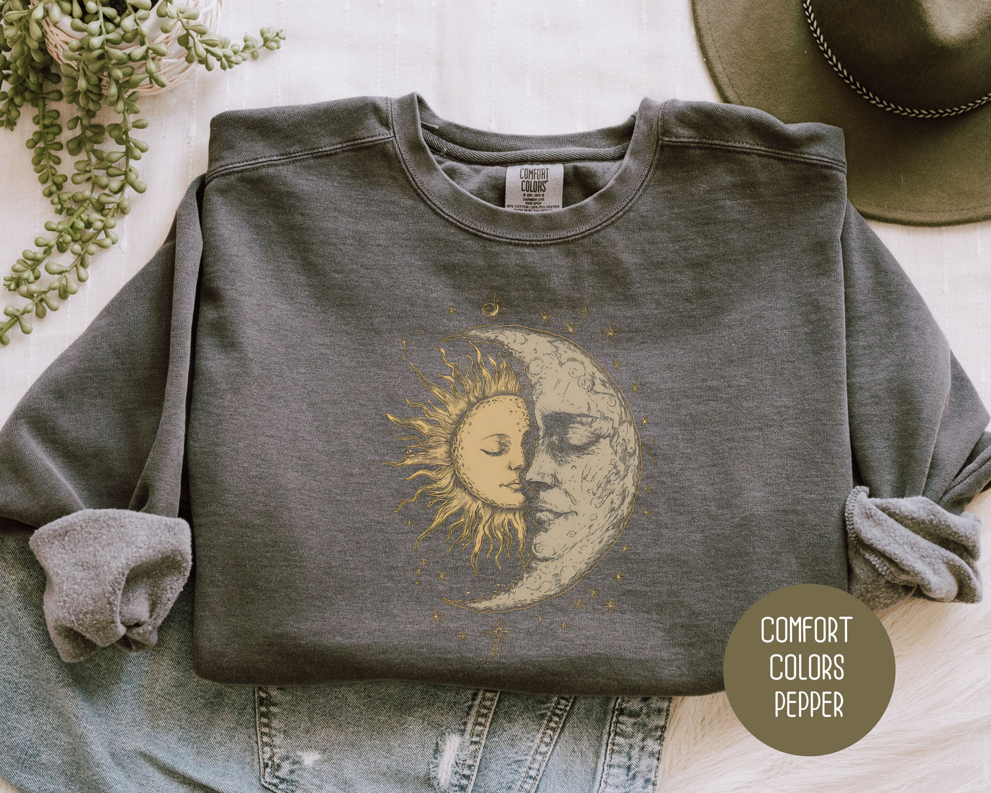 Celestial Moon Phase Comfort Colors Sweatshirt
