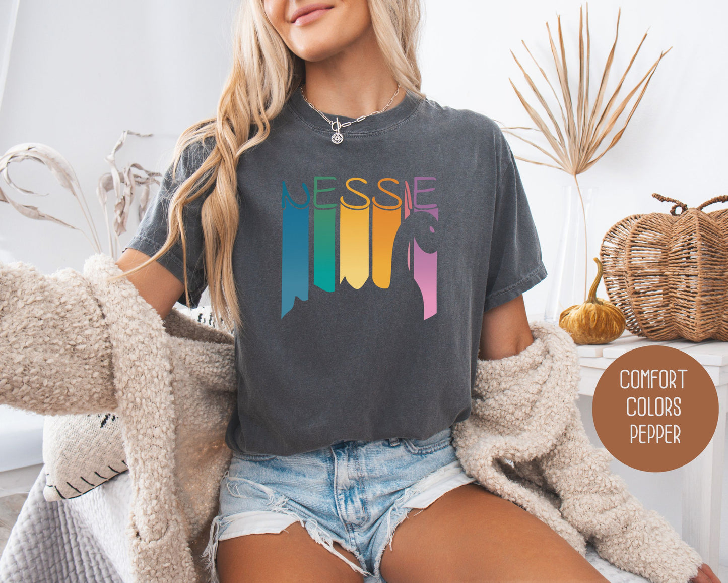 Retro Nessie Rainbow Comfort Colors Shirt
