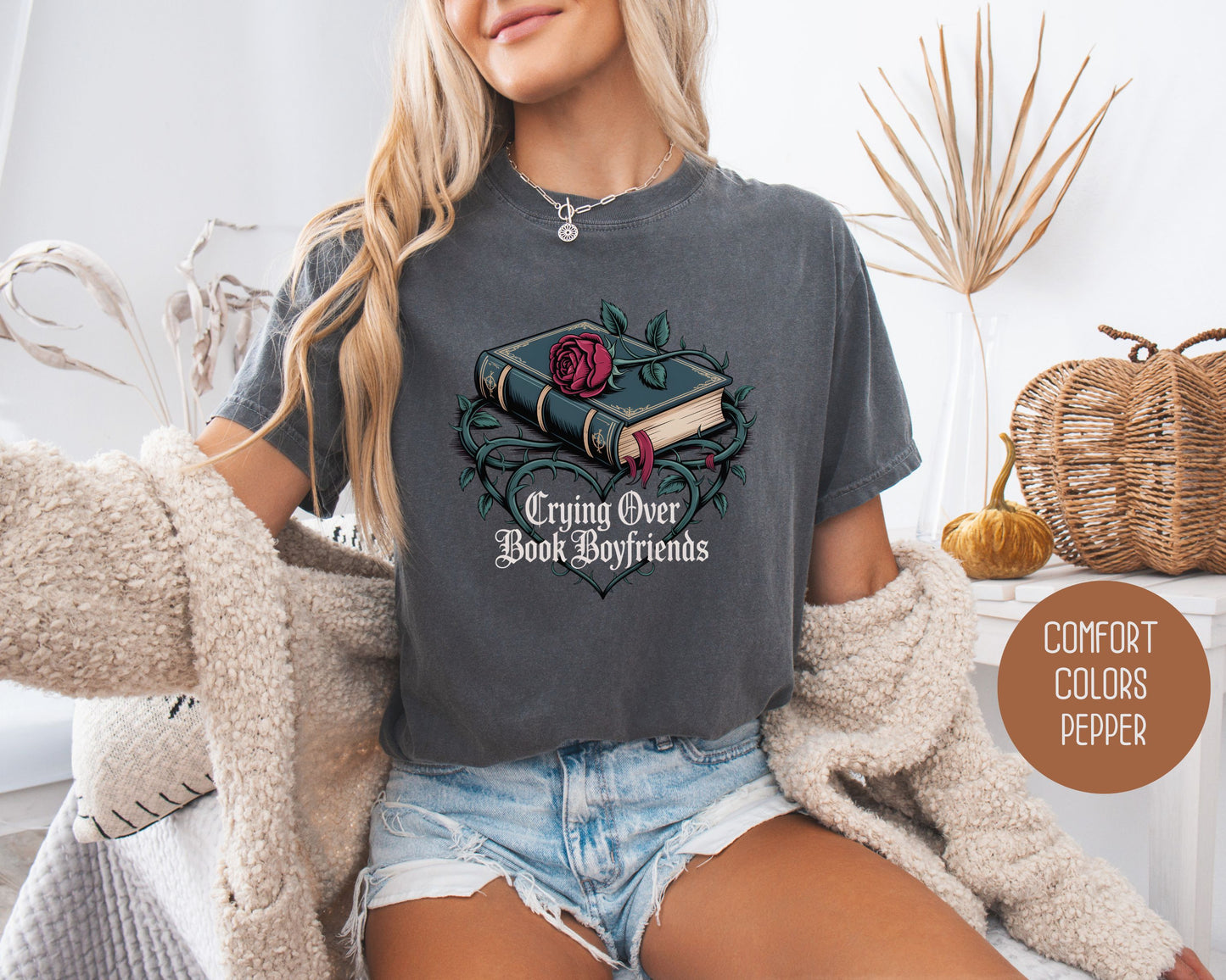 Crying Over Book Boyfriends Comfort Colors Shirt