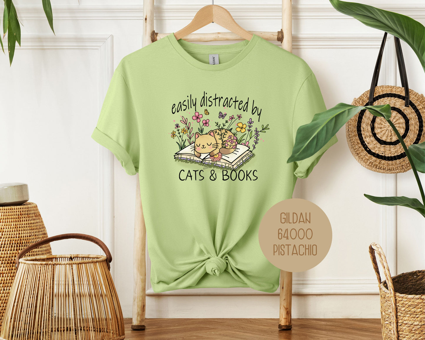 Easily Distracted by Cats and Books Shirt