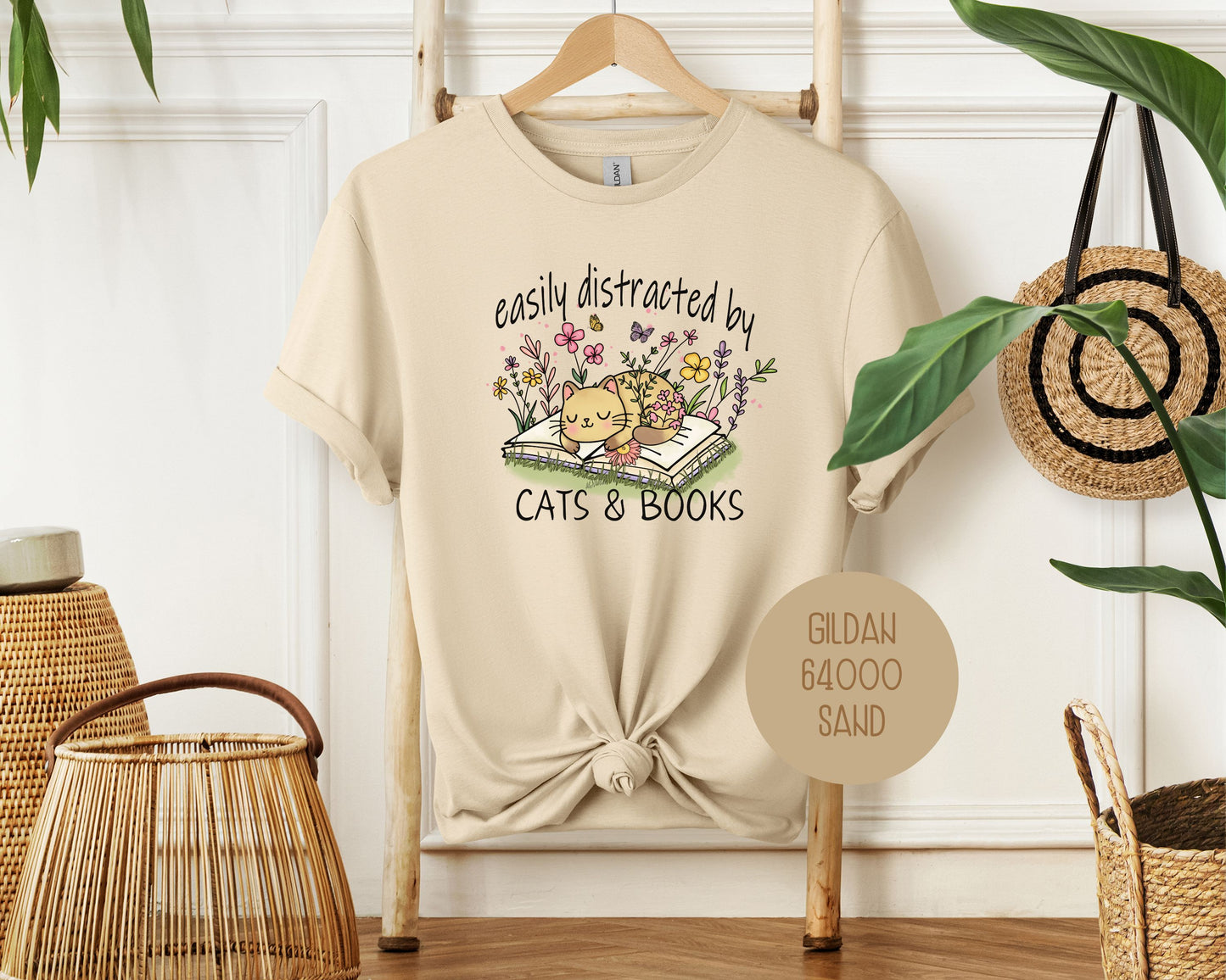 Easily Distracted by Cats and Books Shirt