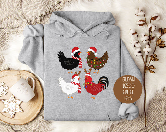Cute Chickens Christmas Hoodie