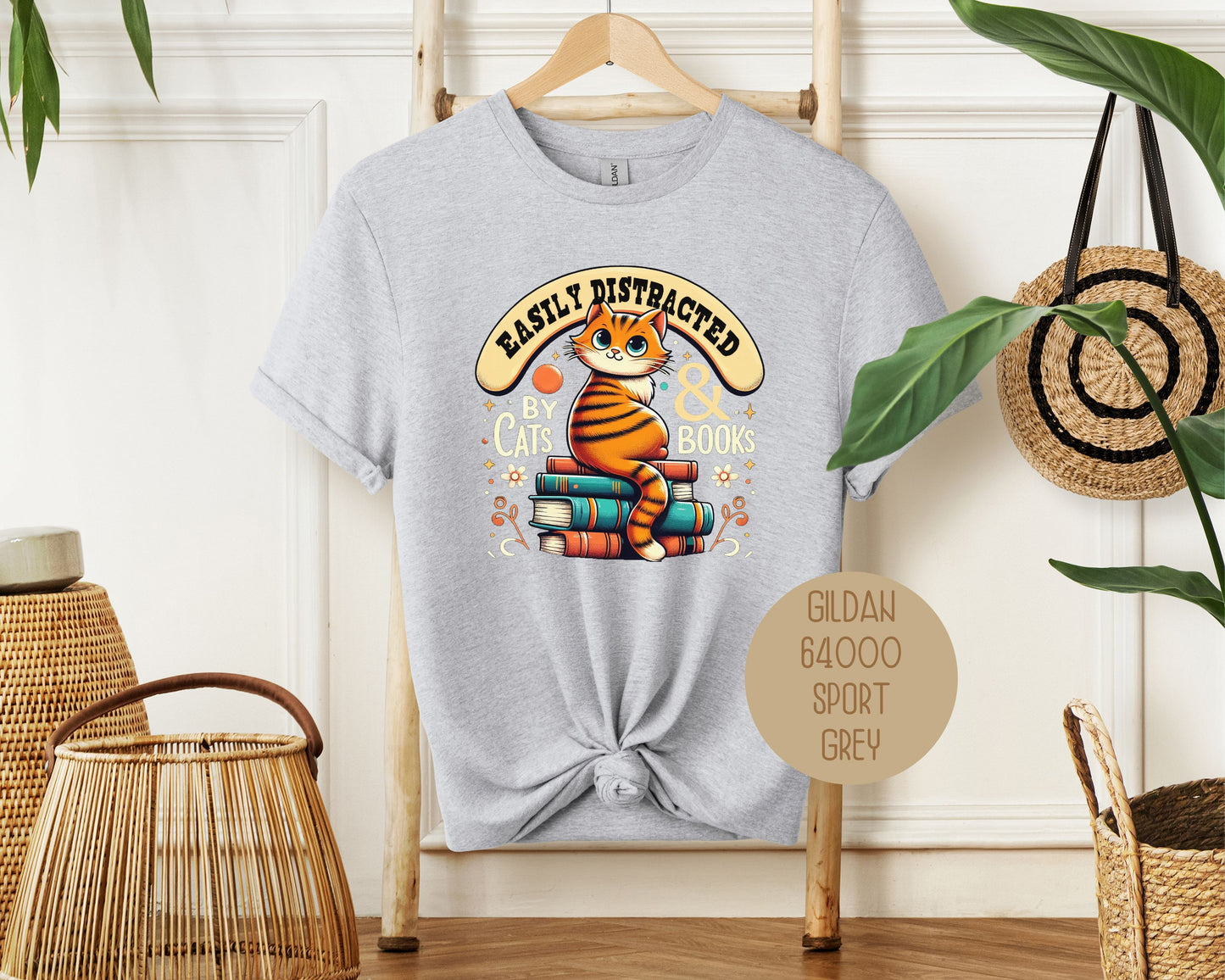 Easily Distracted by Cats and Books Shirt