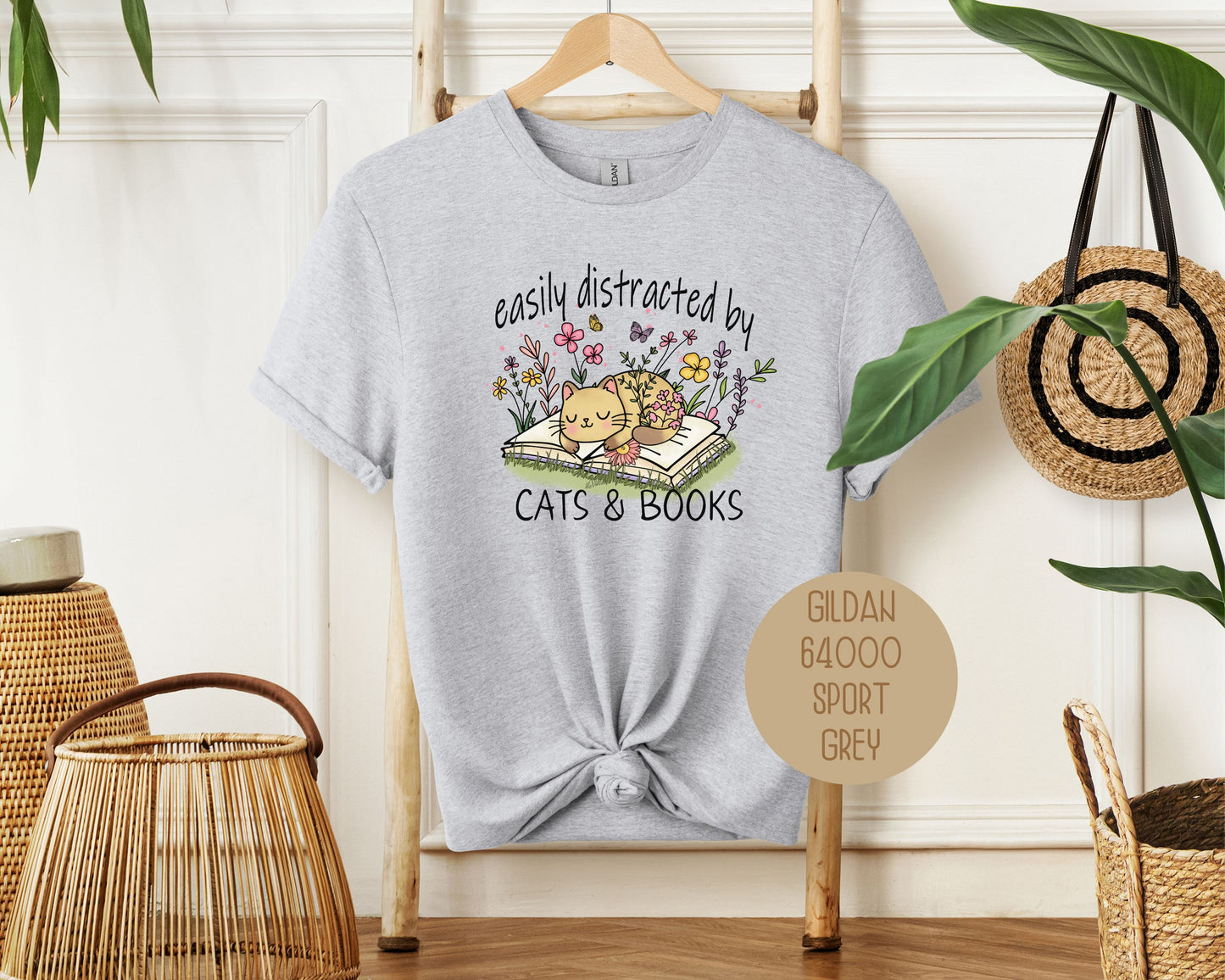Easily Distracted by Cats and Books Shirt
