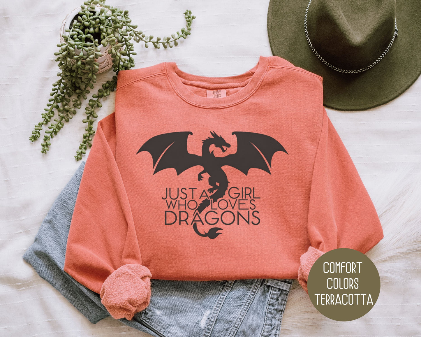 Just a Girl Who Loves Dragons Comfort Colors Sweatshirt
