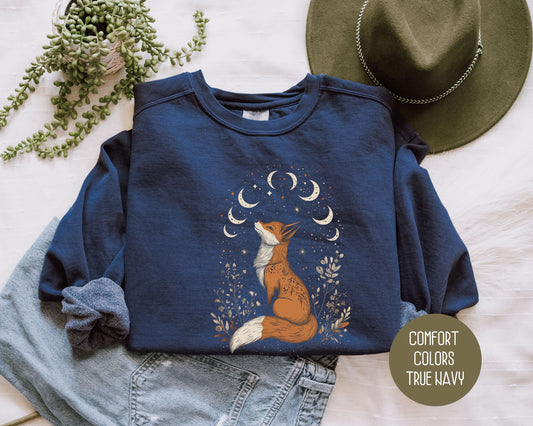 Celestial Fox Cottagecore Comfort Colors Sweatshirt