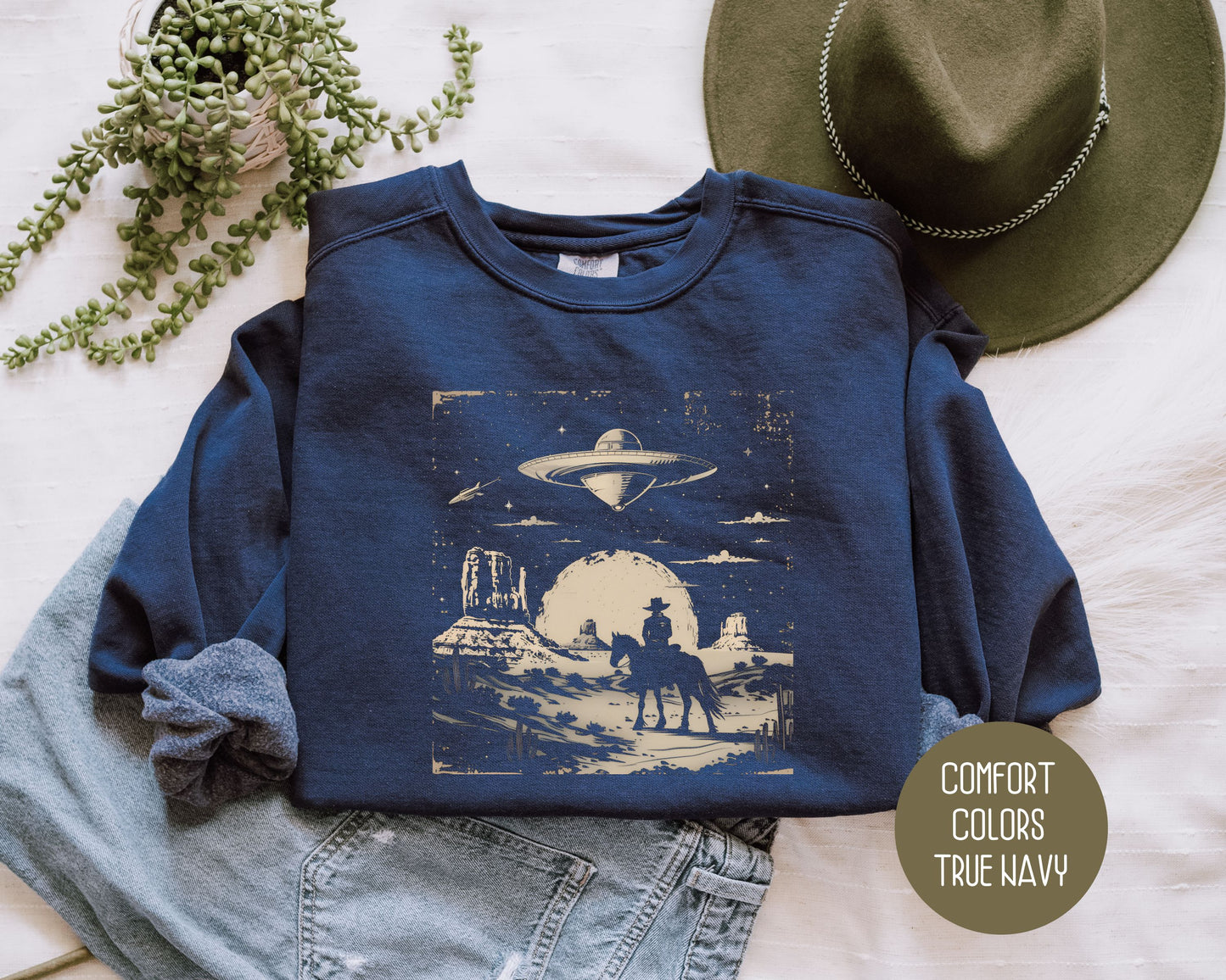 Cowboy Western UFO Comfort Colors Sweatshirt