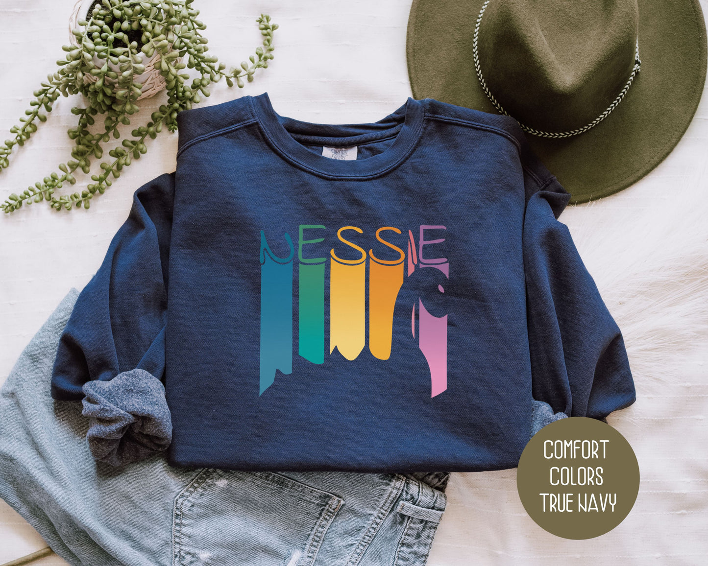 Retro Nessie Rainbow Comfort Colors Sweatshirt
