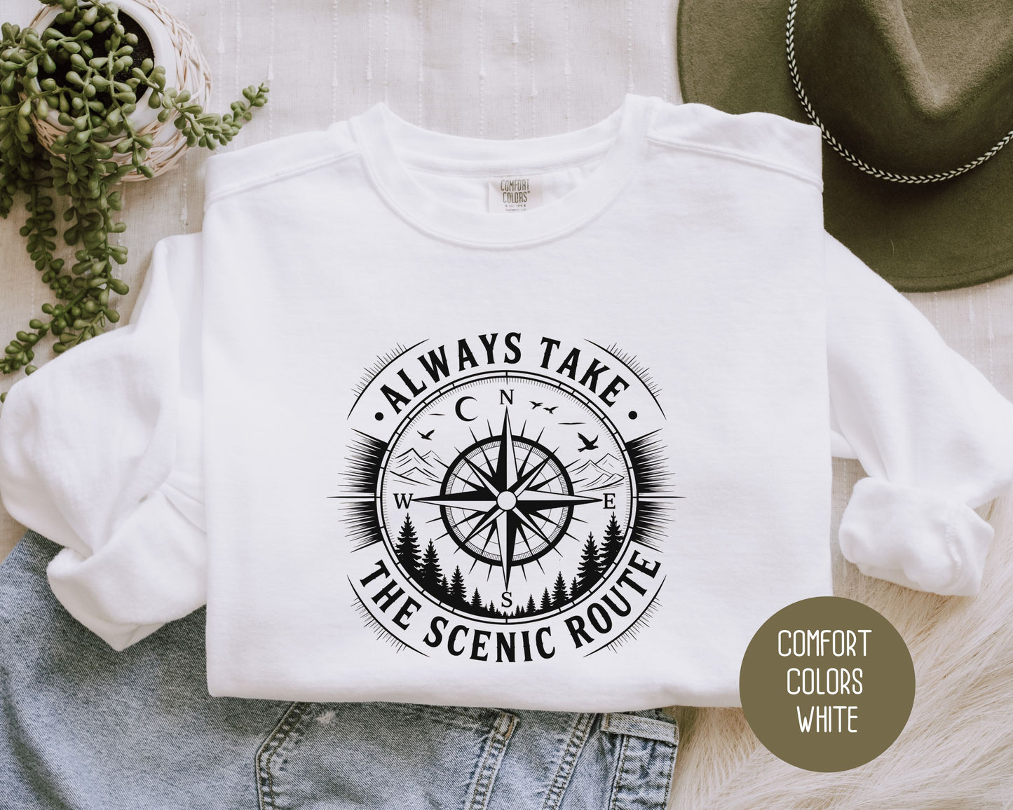 Always Take the Scenic Route Comfort Colors Sweatshirt