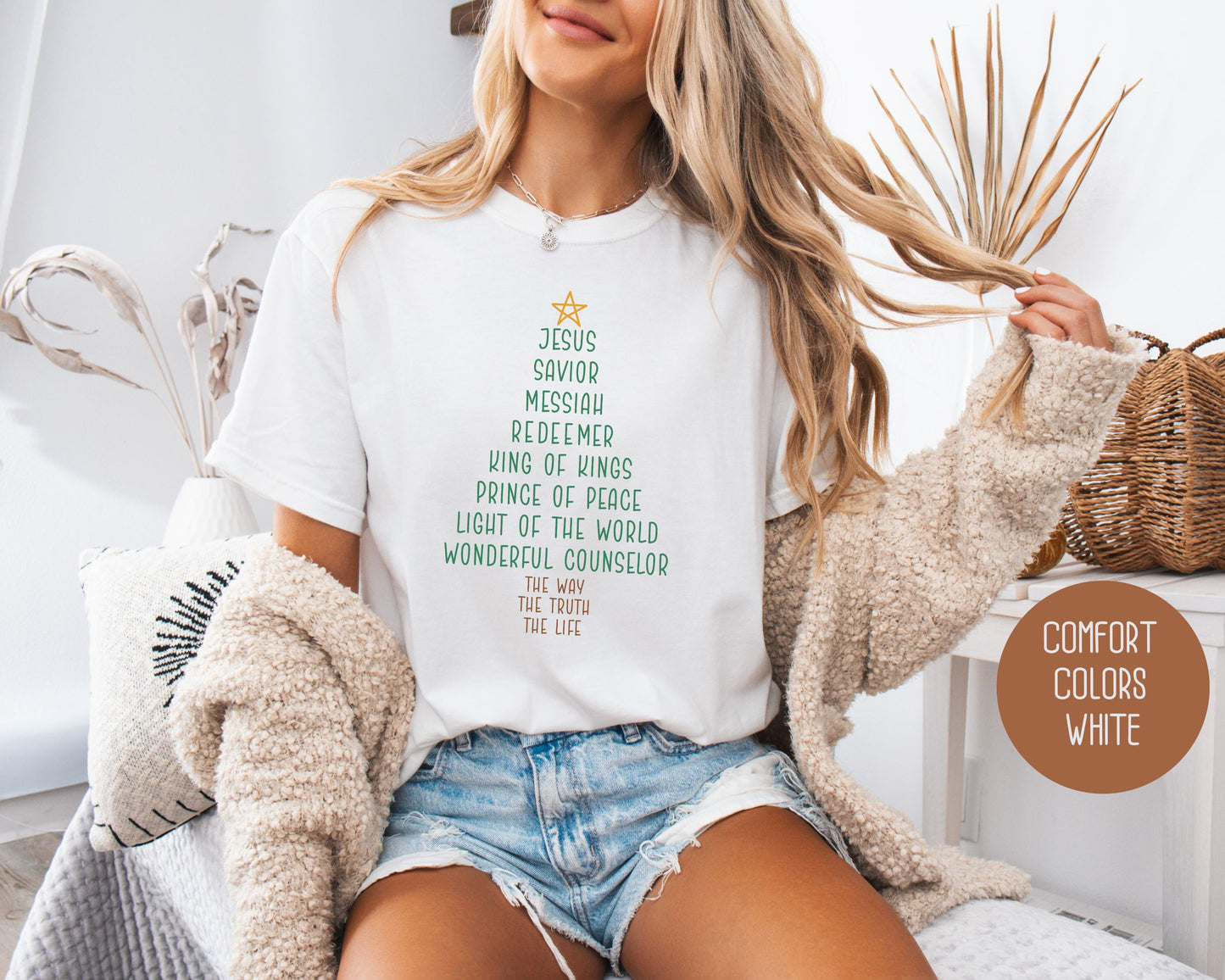 Names of Jesus Christmas Tree Comfort Colors Shirt