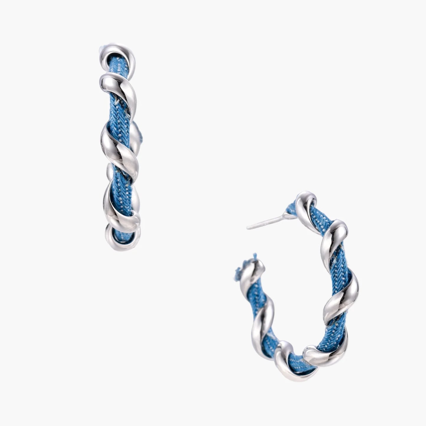 Denim Twist Hoops