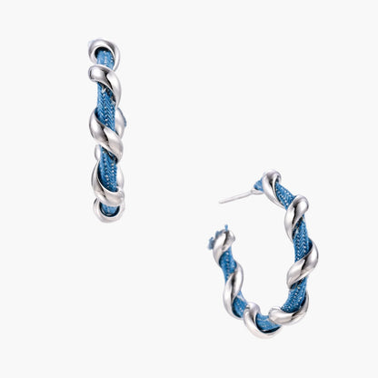 Denim Twist Hoops