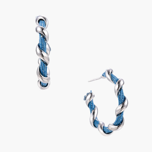 Denim Twist Hoops