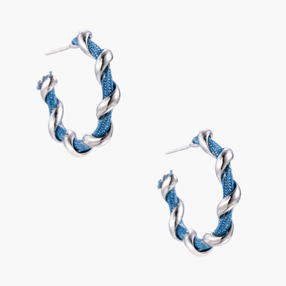 Denim Twist Hoops