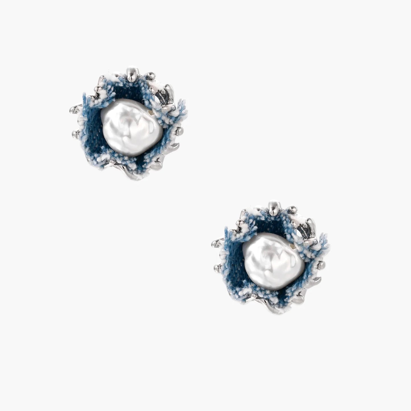 Denim Dreams Pearl Studs