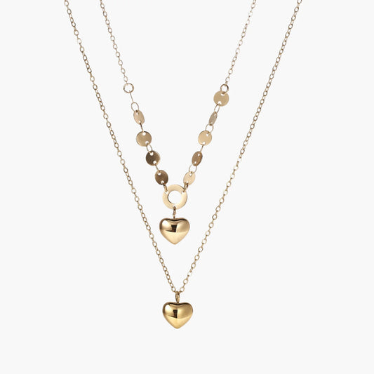 Golden Hearts Layered Necklace Set