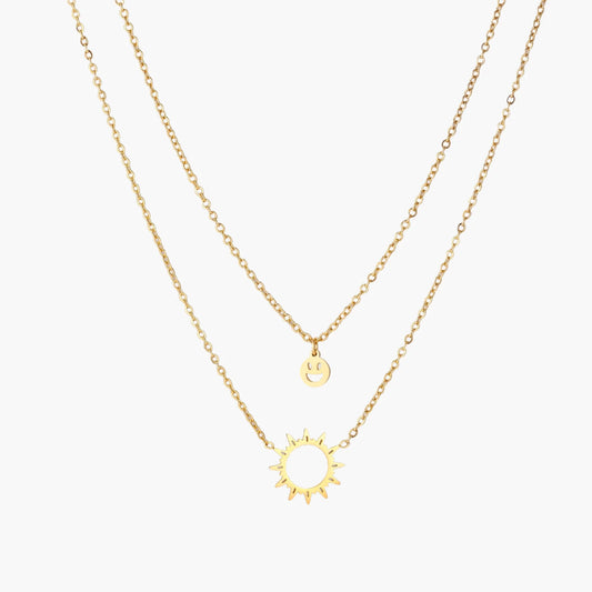 Sunshine Smiley Layered Necklace