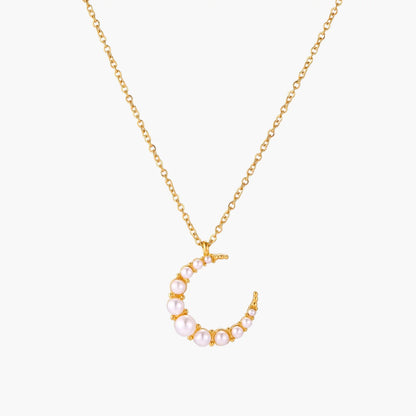 Luna Pearl Crescent Necklace